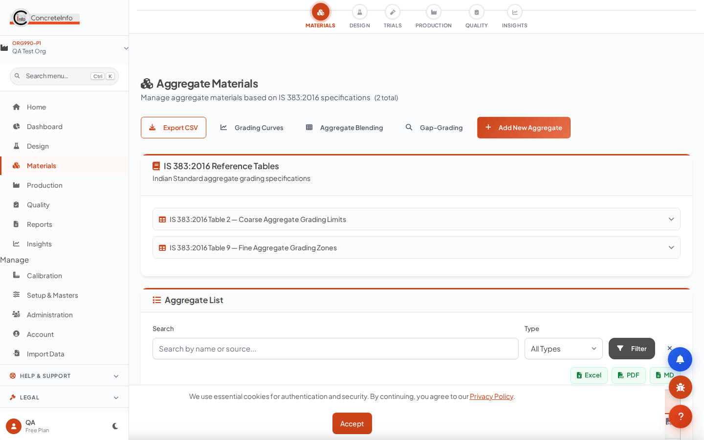Aggregates: source field with supplier lookup chip.